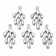 Tibetan Style Alloy Pendants, Cadmium Free & Nickel Free & Lead Free, Leaf, Thailand Sterling Silver Plated, 25.5x13x2mm, Hole: 1.6mm(PALLOY-S120-265-NR)