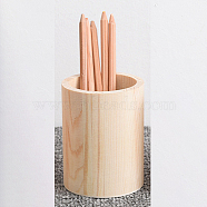 Wood Multi-function Pen & Pencil Holders, Desktop Stationery Organizer, Round, 80x80x100mm(PW-WG51225-02)