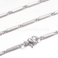 201 Stainless Steel Bar Link Necklaces, with Lobster Claw Clasps, Stainless Steel Color, 19.5 inch~20 inch(49.5~50.8cm)(STAS-G083-50P)