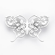 Butterfly Brooch, 201 Stainless Steel Insect Lapel Pin for Backpack Clothes, Nickel Free & Lead Free, Stainless Steel Color, 33x54.5x7mm, Pin: 0.7mm(JEWB-N007-008P-FF)