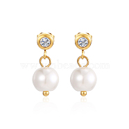 Stainless Steel Dangle Earrings with Freshwater Pearls for Women(TB1233-1)