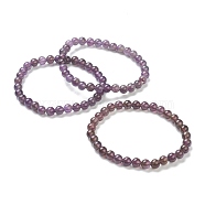 Natural Amethyst Beaded Stretch Bracelets, Round, Beads: 6~6.5mm, Inner Diameter: 2-1/4 inch(5.55cm)(BJEW-D446-B-47)