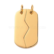 Vacuum Plating Blank 304 Stainless Steel Split Pendants, with Jump Rings, Rectangle, Golden, 37x22x2.5mm, Hole: 6.5mm(STAS-D188-01G)