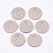 Eco-Friendly Cowhide Pendants, Flat Round, Misty Rose, 15.5x1.5mm, Hole: 1.6mm(FIND-S301-04A-04)