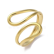 304 Stainless Steel Open Cuff Ring, Twist Teardrop, Real 18K Gold Plated, Inner Diameter: 16.6mm(RJEW-H215-03G)