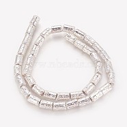 Electroplated Natural Lava Rock Beads Strands, Long-Lasting Plated, Column, Silver Plated, 6~6.5x8.5~10mm, Hole: 1.2mm, about 40pcs/strand, 14.96 inch(38cm)(G-P400-03S)