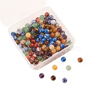 140Pcs 7 Style Natural Mixed Gemstone Round Beads Sets, Mixed Color, 8mm, Hole: 1mm, 20pcs/style(G-CJ0001-48)