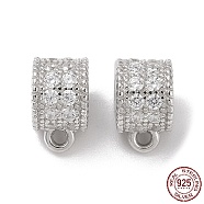 Rhodium Plated 925 Sterling Silver Tube Bails, Column Bead Bails with Cubic Zirconia, Real Platinum Plated, 7.4x4.5x5.7mm, Hole: 0.8mm, Inner Diameter: 3mm(STER-K176-08P)