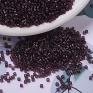 MIYUKI Delica Beads, Cylinder, Japanese Seed Beads, 11/0, (DB0784) Dyed Semi-Frosted Transparent Dark Smoky Amethyst, 1.3x1.6mm, Hole: 0.8mm, about 2000pcs/10g(X-SEED-J020-DB0784)