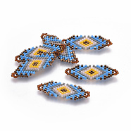 MIYUKI & TOHO Handmade Japanese Seed Beads Links, Loom Pattern, Colorful, 35~36.5x12.5x2mm, Hole: 2x3mm(SEED-A027-E09)