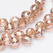 Full Rainbow Plated Faceted Teardrop Electroplate Glass Beads Strands, Sandy Brown, 8x8mm, Hole: 1mm, about 100pcs/strand, 19.6 inch(EGLA-J123-8mm-FR02)