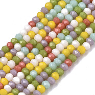Opaque Glass Beads Strands, Faceted, Rondelle, Mixed Color, 2mm, Hole: 0.7mm, about 189~191pcs/strand, 13.39 inch~13.54 inch(34~34.4cm)(X-GLAA-N041-005A-01)