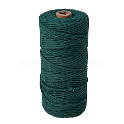 Cotton Macrame Cord, Round Macrame Rope for Wall Hangers, Boho Decorations, DIY Macrame Craft, Dark Green, 3mm, about 54.68 Yards(50m)/Roll(PW-WGA9AD9-11)