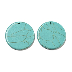 Synthetic Turquoise Pendants, Flat Round Charms, 29.5~30x3mm, Hole: 1.6mm(G-B071-01E)