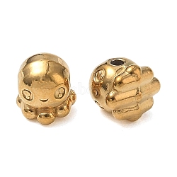 304 Stainless Steel Beads, Octopus, Ion Plating(IP), Real 18K Gold Plated, 7x6.5x7mm, Hole: 1.4mm(SA-CBA740F-19G)