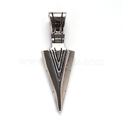 Triangle Pendulum 304 Stainless Big Steel Pendants, Antique Silver, 55.5x17.5x9.5mm, Hole: 9x6mm(STAS-L172-03AS)