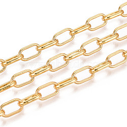 Brass Cable Chains, Soldered, with Spool, Golden, 9x5x1.5mm, about 32.81 Feet(10m)/Roll(CHC-T018-26G)