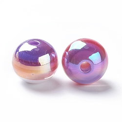 Stripe Resin Beads, AB Color, Rondelle, Old Rose, 15.5~16x13.5~14.5mm, Hole: 2.5~3.5mm(RESI-B014-01B-02)
