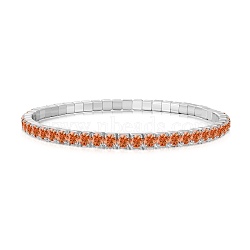 925 Sterling Silver Micro Pave Cubic Zirconia Stretch Bracelets for Women, Platinum, Chocolate, 1/8 inch(0.35cm), Inner Diameter: 2-1/8 inch(5.45cm)~2-1/4 inch(5.6cm)(STER-D307-01P-05)