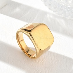 304 Stainless Steel Finger Rings, Square, Ion Plating(IP), Long-Lasting Plated, Golden, 17.5mm, US Size 8(18.1mm)(SA-CBA289B-09G)