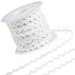 Polyester Wavy Fringe Trim, Wave Bending Lace Ribbon, for Clothes Sewing and Art Craft Decoration, White, 1/8 inch(3mm), about 25 yards(OCOR-GF0003-44A-06)