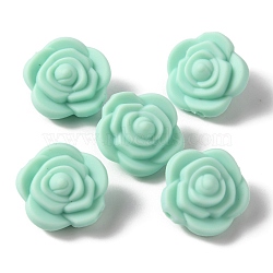 Food Grade Eco-Friendly Silicone Beads, Chewing Beads For Teethers, DIY Nursing Necklaces Making, Rose, Aquamarine, 20.5x12.5mm, Hole: 2mm(FIND-WH0125-43J)