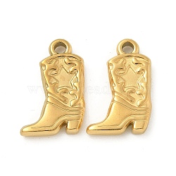 304 Stainless Steel Pendants, Cowboy Boot with Star Charm, Golden, 20.5x13x3mm, Hole: 2mm(STAS-I322-07G)