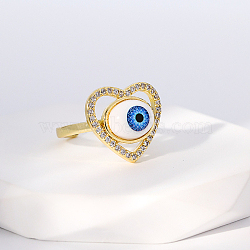 Evil Eye Stainless Steel Open Cuff Rings for Women, Golden, Heart, No Size(US1717-1)