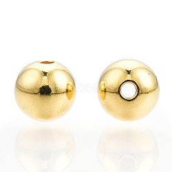 925 Sterling Silver Beads, Round, Real 18K Gold Plated, 5x4.5mm, Hole: 1mm(STER-T007-13G)