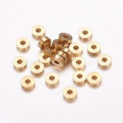 Brass Spacer Beads, Cadmium Free & Lead Free, Heishi Beads, Flat Round/Disc, Raw(Unplated), 6x2mm, Hole: 2mm(KK-EC859-1C)