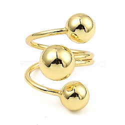 Rack Plating Brass Round Ball Beded Open Cuff Rings, Long-Lasting Plated, Lead Free & Cadmium Free, Real 18K Gold Plated, Inner Diameter: 19mm(RJEW-D009-02G)