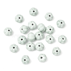 20Pcs Handmade Porcelain Beads, Pumpkin, Bright Glazed Porcelain, Aqua, 11.5~12x9.5mm, Hole: 2~2.5mm(PORC-YW0001-52B)