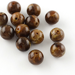 Round Imitation Gemstone Acrylic Beads, Coconut Brown, 8mm, Hole: 2mm(X-OACR-R029-8mm-23)