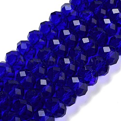 Handmade Imitate Austrian Crystal Faceted Rondelle Glass Beads, Dark Blue, 12x8mm, Hole: 1mm, about 72pcs/strand(X-G02YI0C4)