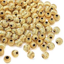 Brass Beads, Corrugated Round, Cadmium Free & Lead Free, Rack Plating, Long-Lasting Plated, Real 18K Gold Plated, 6mm, Hole: 1.6mm(KK-CBA1AE8-06D-G)