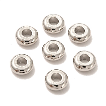 Brass Spacer Beads, Long-Lasting Plated, Flat Round/Disc, Heishi Beads, Real Platinum Plated, 6.5x2.5mm, Hole: 2.5mm