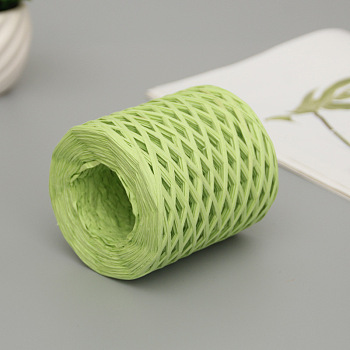 Raffia Ribbon, Packing Paper String, Raffia Twine Paper Cords for Gift Wrapping and Weaving, Green Yellow, 3~4mm, about 218.72 Yards(200m)/Roll