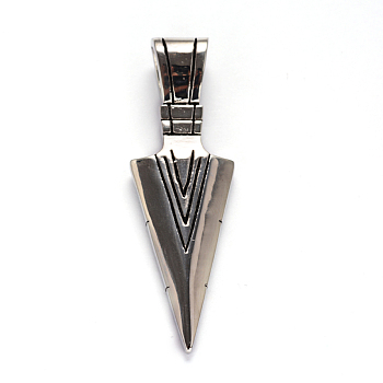 Triangle Pendulum 304 Stainless Big Steel Pendants, Antique Silver, 55.5x17.5x9.5mm, Hole: 9x6mm