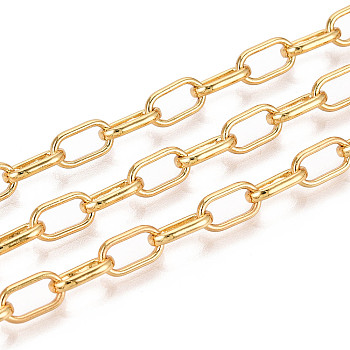 Brass Cable Chains, Soldered, with Spool, Golden, 9x5x1.5mm, about 32.81 Feet(10m)/Roll