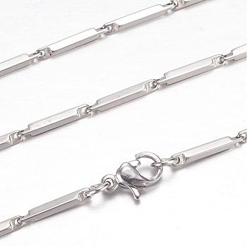 201 Stainless Steel Bar Link Necklaces, with Lobster Claw Clasps, Stainless Steel Color, 19.5 inch~20 inch(49.5~50.8cm)