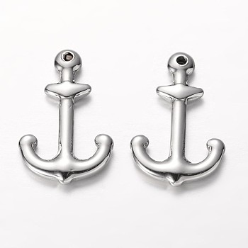 Anchor 304 Stainless Steel Pendants, Stainless Steel Color, 26x16.5x3mm, Hole: 2mm