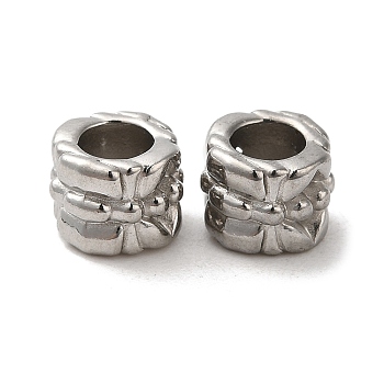 304 Stainless Steel Beads, Large Hole Beads, Column, Stainless Steel Color, 7x5.5mm, Hole: 4mm