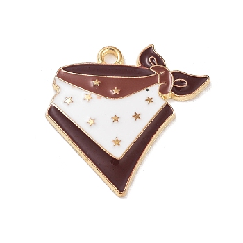 West Cowboy Theme Golden Plated Alloy Enamel Pendants, Scarf, 25x26x2.5mm, Hole: 1.8mm