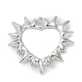 Rack Plating Alloy Pendants, Cadmium Free & Nickel Free & Lead Free, Heart, Platinum, 26.5x28.5x3.5mm, Hole: 1.8mm