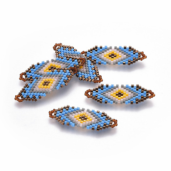 MIYUKI & TOHO Handmade Japanese Seed Beads Links, Loom Pattern, Colorful, 35~36.5x12.5x2mm, Hole: 2x3mm