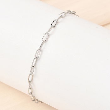 Brass Oval Link Chain Bracelets for Women, Long-Lasting, Rack Plating Plated, Lead Free & Cadmium Free, Platinum, 7.13 inch(18.1cm)