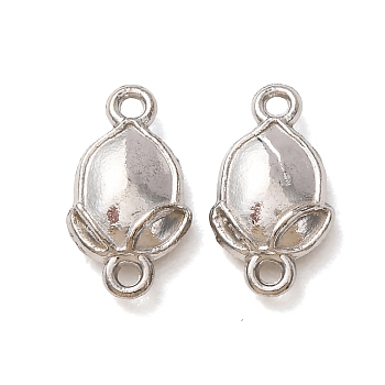 304 Stainless Steel Connector Charms, Flower Bud Links, Stainless Steel Color, 12x6.5x2.5mm, Hole: 1mm