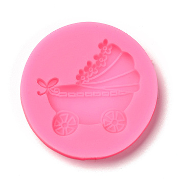 DIY Baby Car Patterns Food Grade Silicone Fondant Molds, for DIY Cake Decoration, UV & Epoxy Resin Jewelry Making, Hot Pink, 60x7.5mm, Inner Diameter: 43x46mm