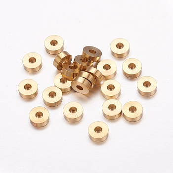 Brass Spacer Beads, Cadmium Free & Lead Free, Heishi Beads, Flat Round/Disc, Raw(Unplated), 6x2mm, Hole: 2mm