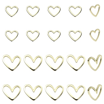 20Pcs 2 Styles Brass Linking Rings, Heart, Real 14K Gold Filled, 9~12x10~13mm, 10pcs/style